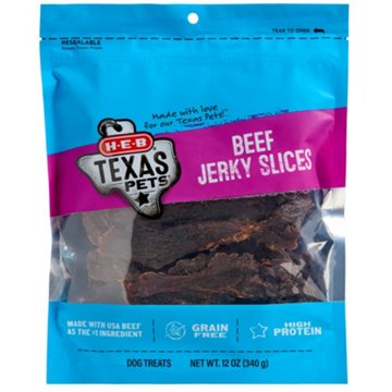 H-E-B Texas Pets Beef Jerky Slices Dog Treats, 12 oz