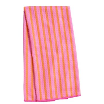 Destination Holiday Pink & Orange Striped Kitchen Towel, 16" x 26"