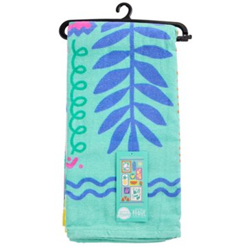 Destination Holiday Jumbo Summer Beach Towel - Teal Stamp, 36" x 72"