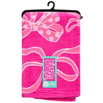 Destination Holiday Summer Beach Towel - Pink Bows, 30" x 62"