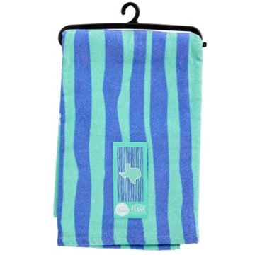 Destination Holiday Summer Beach Towel - Teal Texas Stripes, 30" x 62"