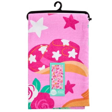 Destination Holiday Summer Beach Towel - Pink Texas Icons, 30" x 62"