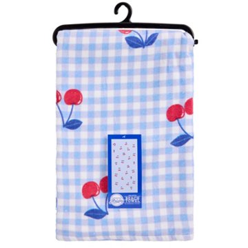 Destination Holiday Summer Beach Towel - Gingham Cherry, 30" x 62"