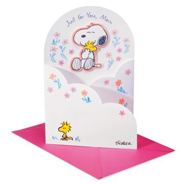 American Greetings Snoopy & Woodstock Mother's Day Card for Mom - Very Big Thank You, 5.375" x 8.25"