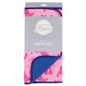 Destination Holiday Reversible Drying Mat - Cowgirl Pink, 14" x 21"