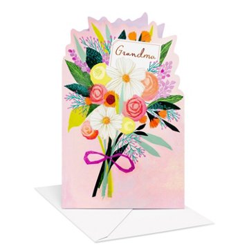 American Greetings Mother's Day Card for Grandma - Bouquet & Tag, 8.25" x 5.375"