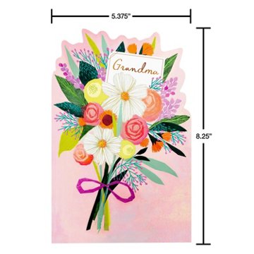 American Greetings Mother's Day Card for Grandma - Bouquet & Tag, 8.25" x 5.375"