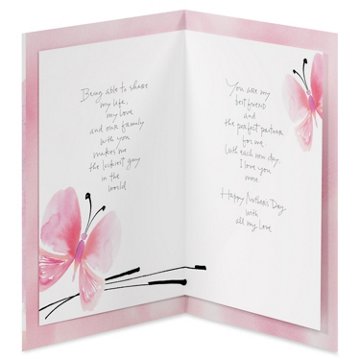 American Greetings Mother's Day Card for Wife - Butterfly Love, 5.375". x 8.25"