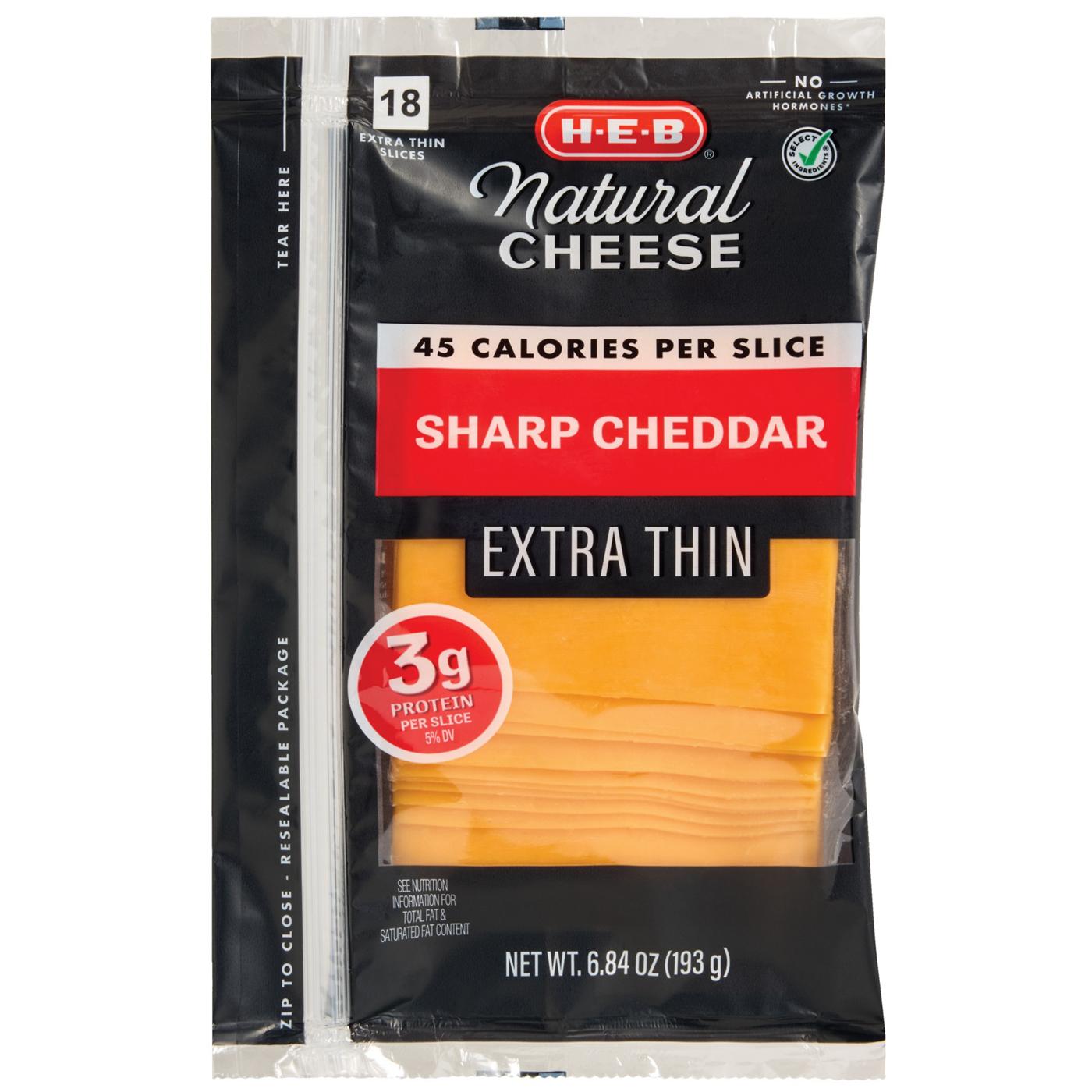 H-E-B Sharp Cheddar Sliced Cheese, Extra Thin; image 1 of 2