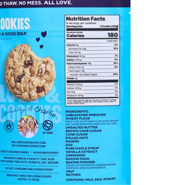 Love & Cookies Oatmeal Raisin Frozen Gourmet Cookie Dough