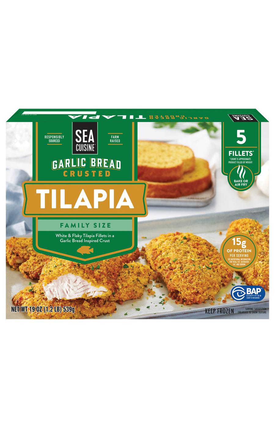 Sea Cuisine Frozen Tilapia Fillets Family Size - Garlic Bread Crusted; image 1 of 5