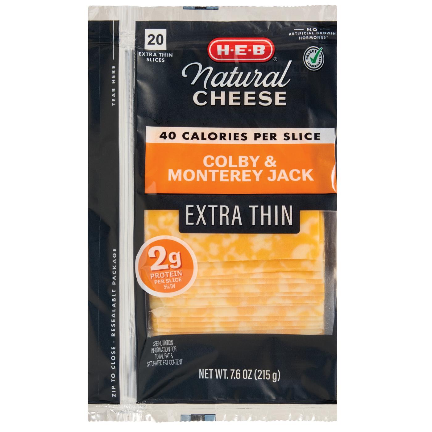 H-E-B Colby Jack Sliced Cheese, Extra Thin; image 1 of 2