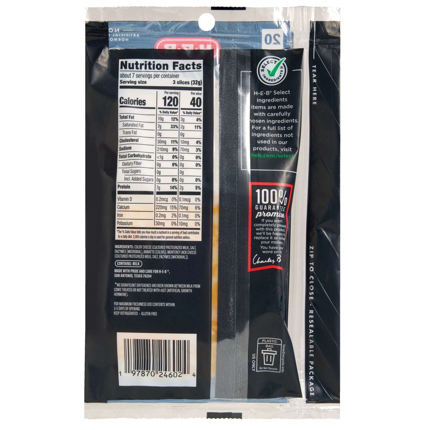 H-E-B Colby Jack Sliced Cheese, Extra Thin; image 2 of 2