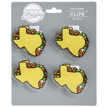 Destination Holiday Texas Taco Chip Clips, 4 pk