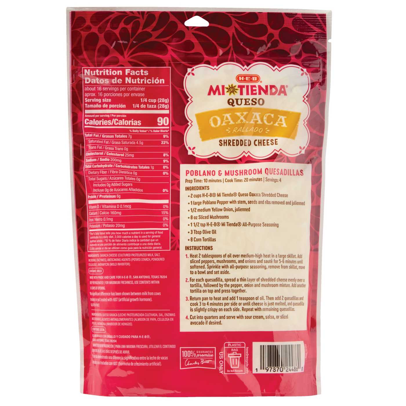 H-E-B Mi Tienda Queso Oaxaca Whole Milk Shredded Cheese; image 2 of 2