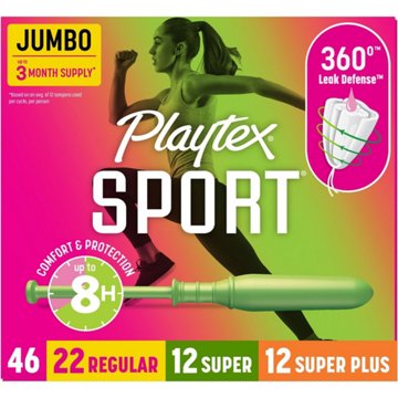 Playtex Sport Tampons, Multipack (Regular/Super/Super Plus Absorbency), 46 ct