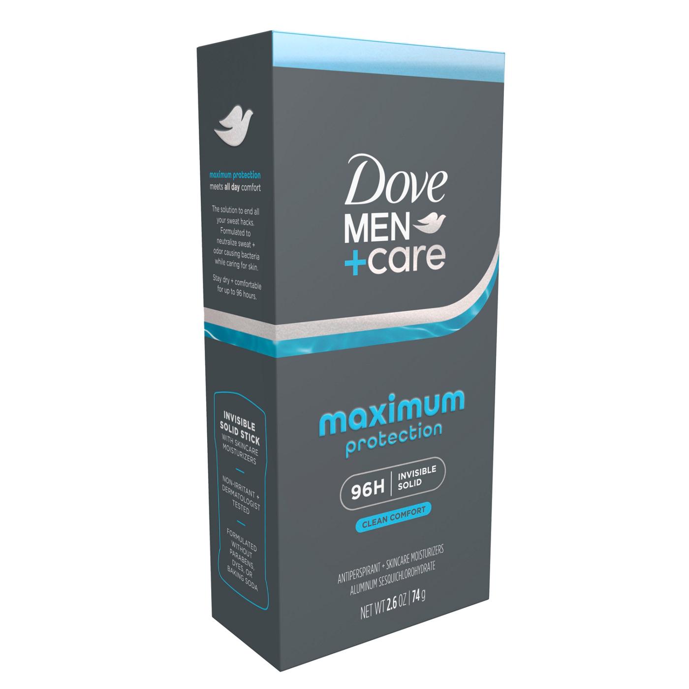 Dove Men+Care Maximum Protection 96 Hr Invisible Solid Antiperspirant Deodorant - Clean Comfort; image 1 of 4
