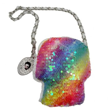 Olly & Me Faux Fur & Sequin Skull Plush Bag