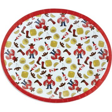 Destination Holiday Crawfish Oval Paper Plates, 10 ct, 10'' x 12''