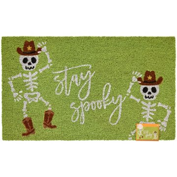 Destination Holiday Stay Spooky Cowboy Skeleton Coir Halloween Doormat