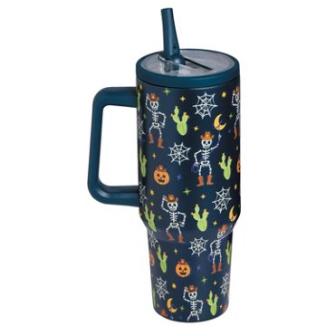 Destination Holiday Cowboy Skeleton Halloween Tumbler