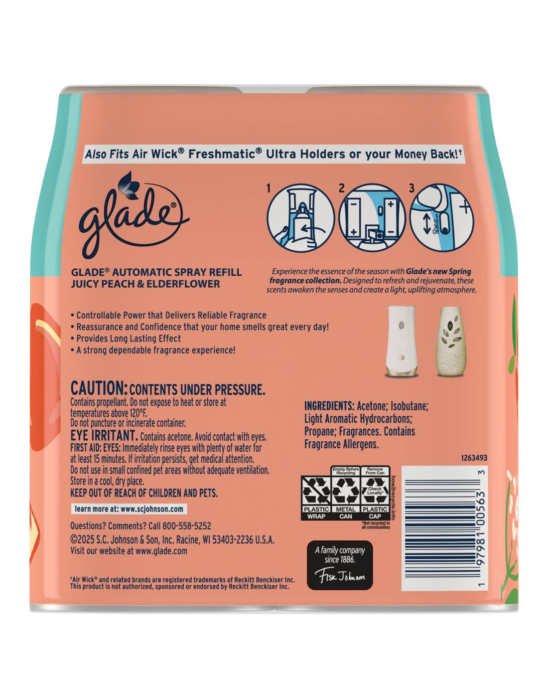Glade Automatic Refill Spray Value Pack - Juicy Peach & Elderflower; image 2 of 2