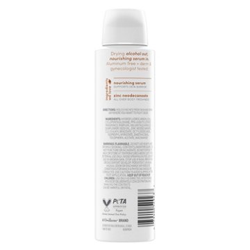 Dove Aluminum Free Sensitive Whole Body Deodorant Spray - Coconut & Vanilla