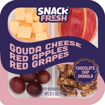 Snack Fresh Gouda Cheese Red Apples & Grapes Granola Tray