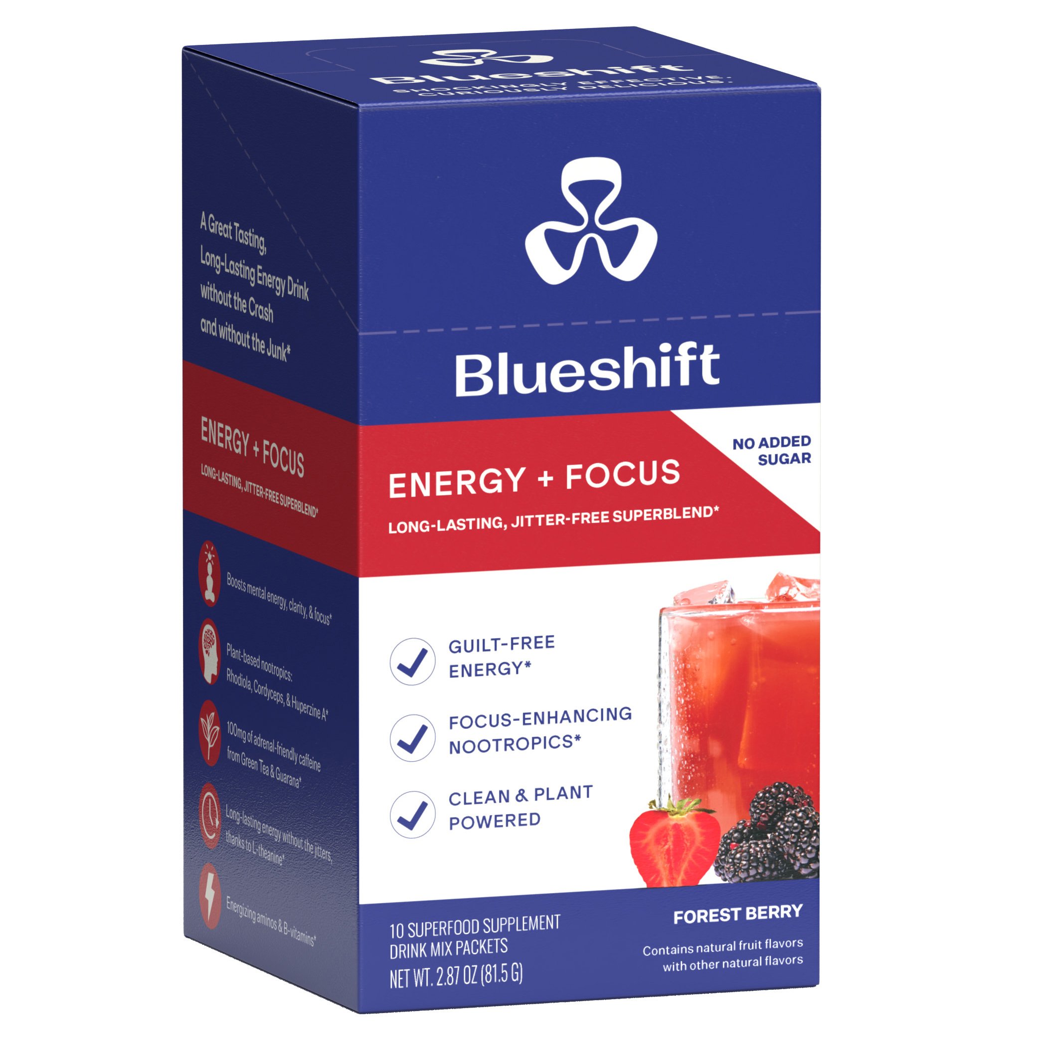 Blueshift Energy + Focus Forest Berry Drink Mix Packets, 10 ct