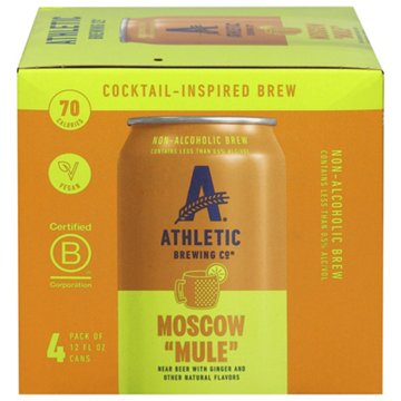 Athletic Brewing Co. Moscow Mule Non-Alcoholic Brew 4 pk Cans, 12 oz