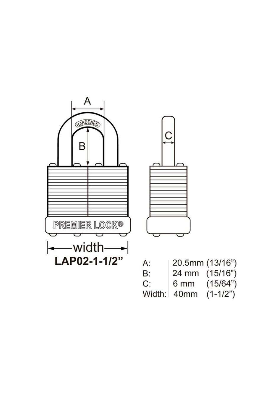 Premier Lock Laminated Padlock; image 3 of 5