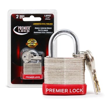 Premier Lock Laminated Steel Padlock, 1.25''
