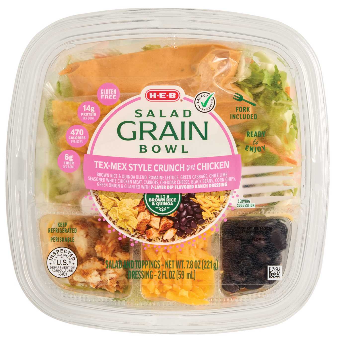 H-E-B Tex-Mex Style Crunch Grain Salad Bowl; image 1 of 2
