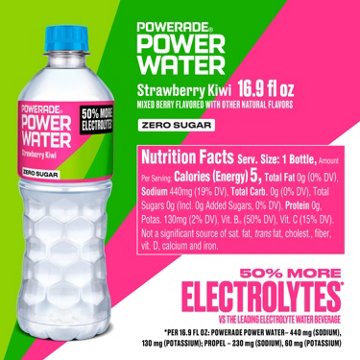 Powerade Zero Sugar Power Water Strawberry Kiwi Electrolyte Beverage 6 pk Bottles