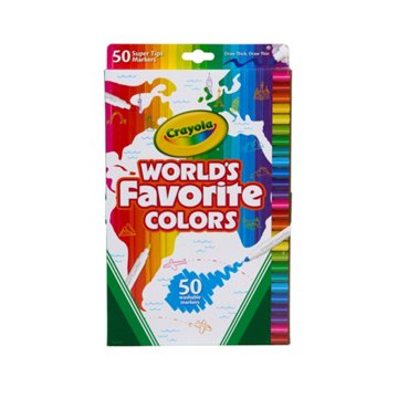 Crayola World's Favorite Colors SuperTips Washable Markers, 50 pk