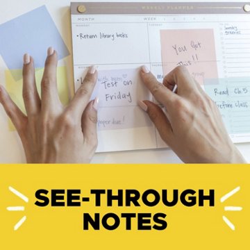 Post-it Transparent Notes, Pastel, 5 pk, 2.8'' x 2.8''