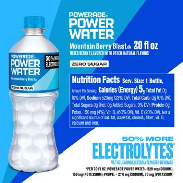 Powerade Zero Sugar Power Water Mountain Berry Blast Electrolyte Beverage