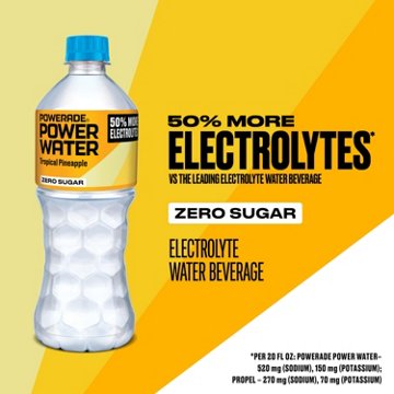 Powerade Zero Sugar Power Water Tropical Pineapple Flavored Electrolyte Water