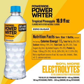 Powerade Zero Sugar Power Water Tropical Pineapple Flavored Electrolyte Water 6 pk Bottles