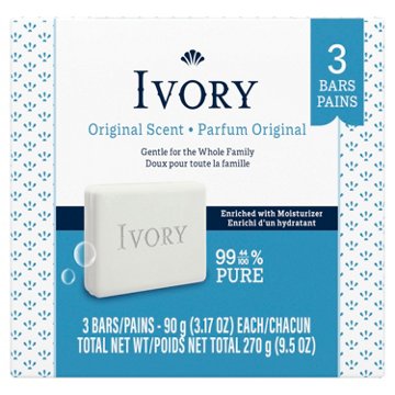 Ivory Gentle Bar Soap, Designed for Whole Family, 99.44% Pure Formula, Original Scent, 3.17 oz (3 Count)