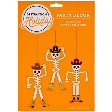 Destination Holiday Cowboy Skeleton Honeycomb Hanging Party Decor