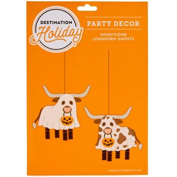 Destination Holiday Longhorn Ghost Honeycomb Hanging Party Decor