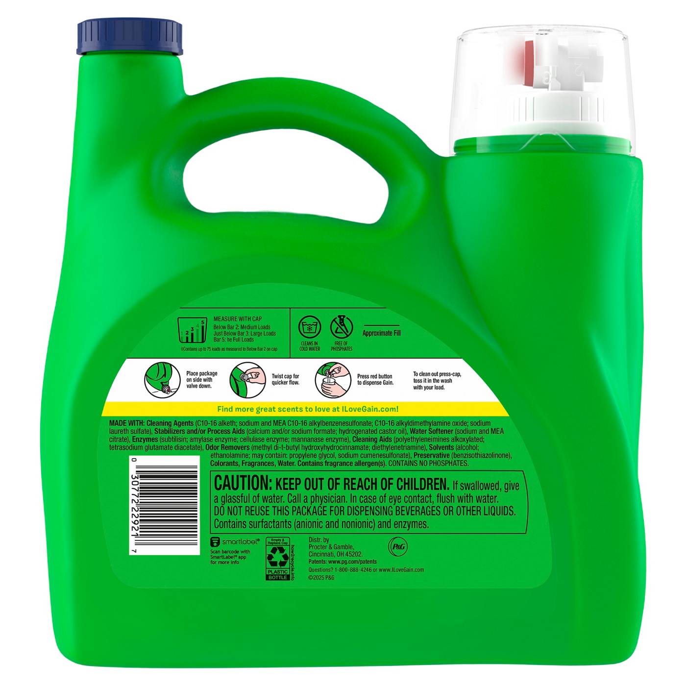 Gain Plus Liquid Detergent, 75 Loads - Waterfall Delight; image 4 of 5