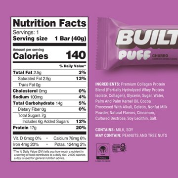 BUILT Built Puff Churro - 17g Protein Bar