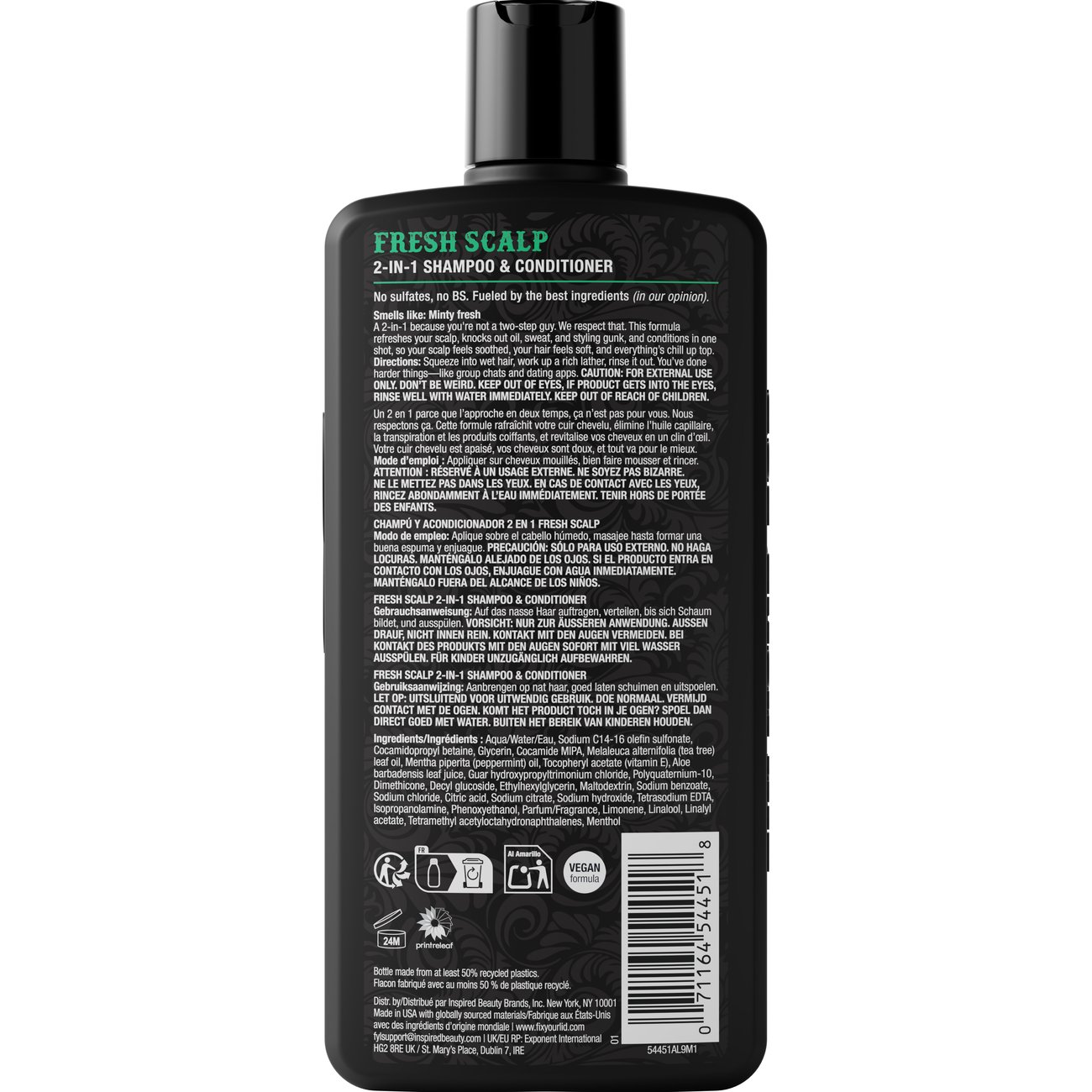 Fix Your Lid Men's Fresh Scalp 2-in-1 Shampoo & Conditioner - Tea