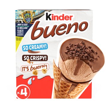 Kinder Bueno Frozen Dairy Dessert Cones, 4 ct