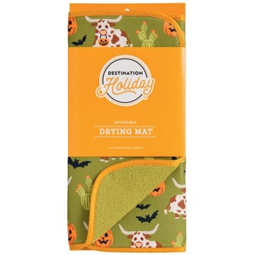 Destination Holiday Longhorn Ghost Reversible Halloween Drying Mat, 14'' x 21''