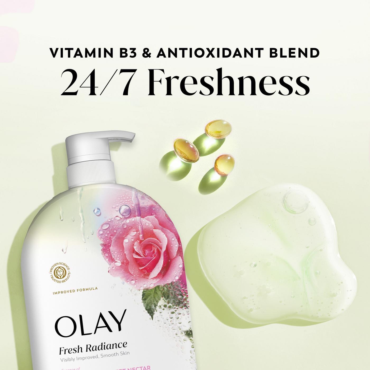 Olay Fresh Radiance Body Wash with Essence of Rose Water and Sweet Nectar, Vitamin B3 and Antioxidant Blend; image 3 of 10