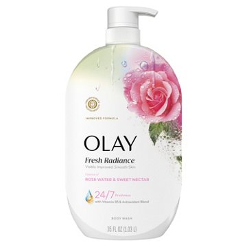 Olay Fresh Radiance Body Wash with Essence of Rose Water and Sweet Nectar, Vitamin B3 and Antioxidant Blend