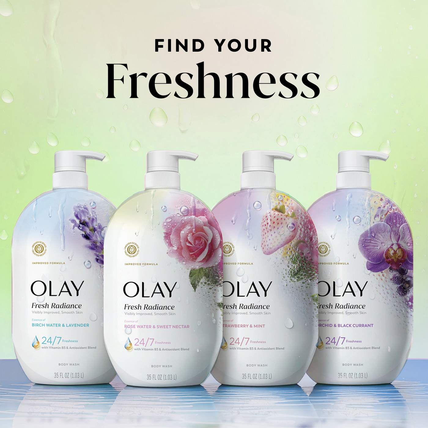 Olay Fresh Radiance Body Wash with Essence of Rose Water and Sweet Nectar, Vitamin B3 and Antioxidant Blend; image 6 of 10
